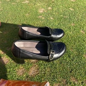 Leather loafers with 2 inch heal. Size 7.5